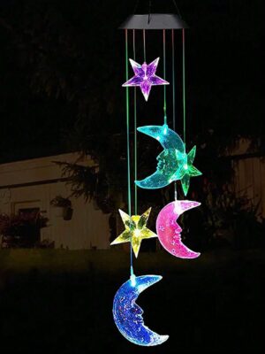 1pc Outdoor Solar Wind Chime Lights, Waterproof LED Solar Wind Chime Lights, Color-Changing Solar LED Wind Chime Spiral Lights, Wind Chime Crystal Ball Portable Outdoor Wind...