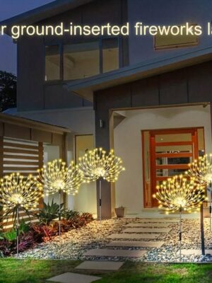Solar Powered LED Firework Garden Lights, 8 Modes Outdoor Pathway Lawn Decorative Landscape Lamp, Waterproof Sparkling Lights For Walkway Yard Driveway Christmas Decor