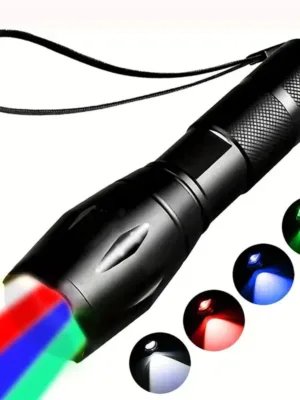 Hunting & Outdoor 350 Lumen Multi-Color LED Flashlight - 4 Modes, USB Rechargeable, Adjustable Beam, Aluminum - Up To 200M Range