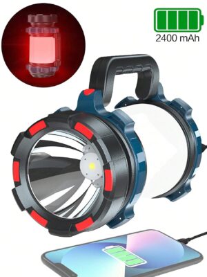 Super Bright LED Portable Camping Light - Multi-Functional Flashlight With USB Charging And High Intensity Outdoor Lighting, Mobile Power Function, 2400mAh Long Life And...