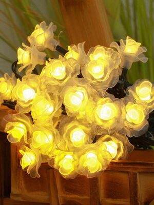 1pc Plastic Flower Light String Simulated Rose Decorative Light, LED Rose Light String, Suitable For Home Garden Decoration, Wedding, Festival, Christmas, Party Decoration,...