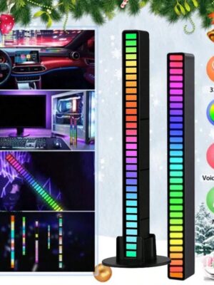 RGB Sound Activated Lights, Sound Control RGB Rhythm Light Bar, 32-Bit Colorful Music Level Display Voice-Activated Ambient Light,LED ﻿