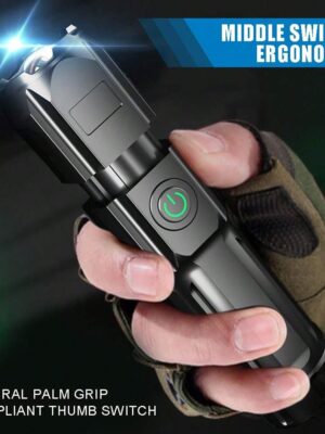 Rechargeable Mini LED Flashlight Torch, Zoomable Super Bright Flashlight with USB Cable, 1200mAh Flashlight for Hiking, Searching
