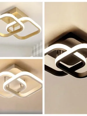 85~265V Small LED Ceiling Light, Dia 24CM Square Gold/White/Black Modern LED Ceiling Light Fixtures Hallway Light Fixture Ceiling For Bedroom Kitchen Living Room Study Asile...